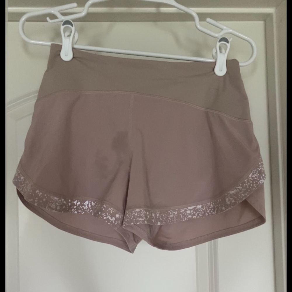 Lululemon Run the Line Short Reflective 3” inseam, color “muse” or blush, size 4